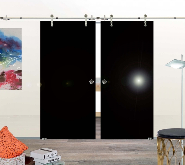 Amod Black Delux skleněné posuvné dveře dvoukřídlé 2x 90 cm