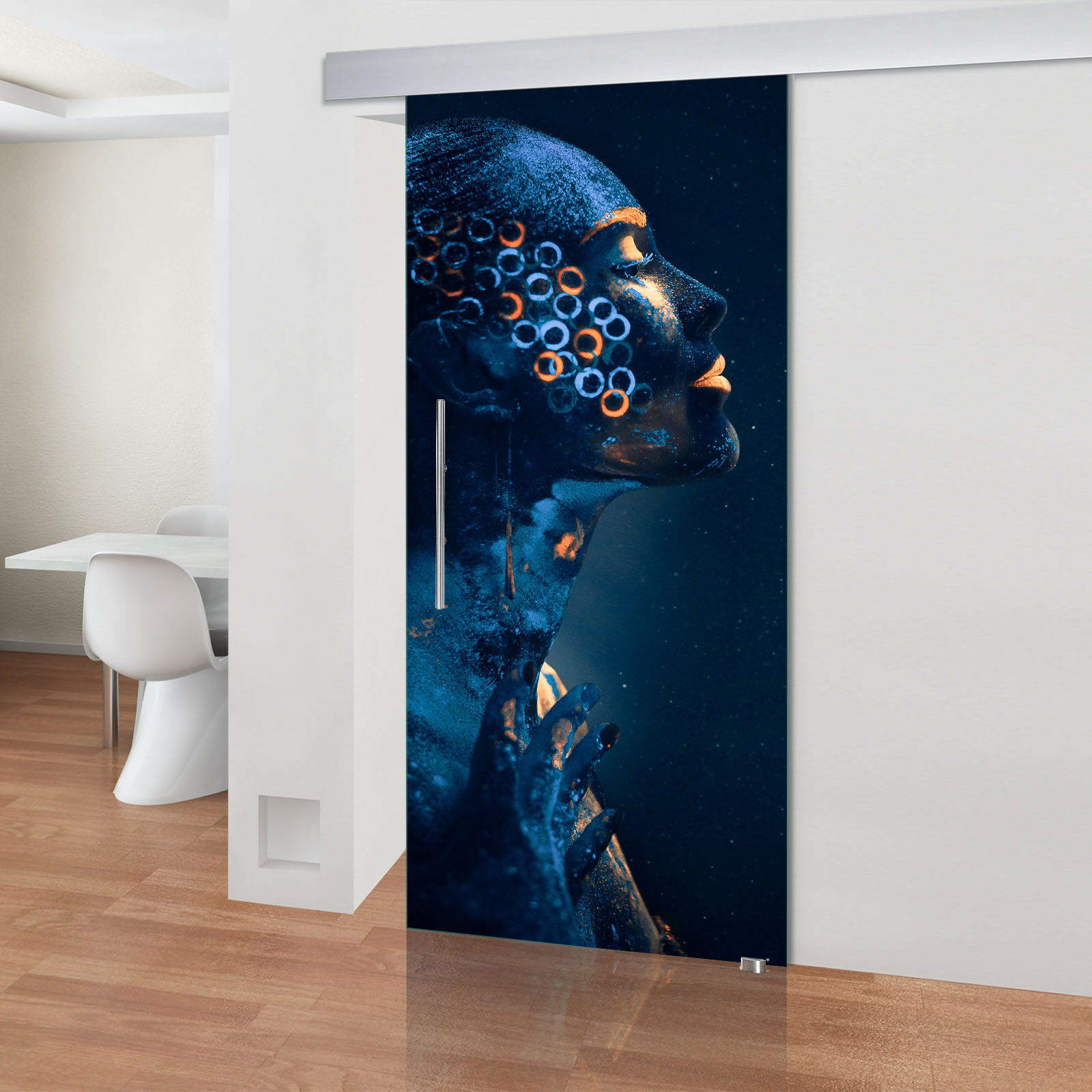Glasdesign Blue Woman skleněné posuvné dveře 900 x 2050 mm