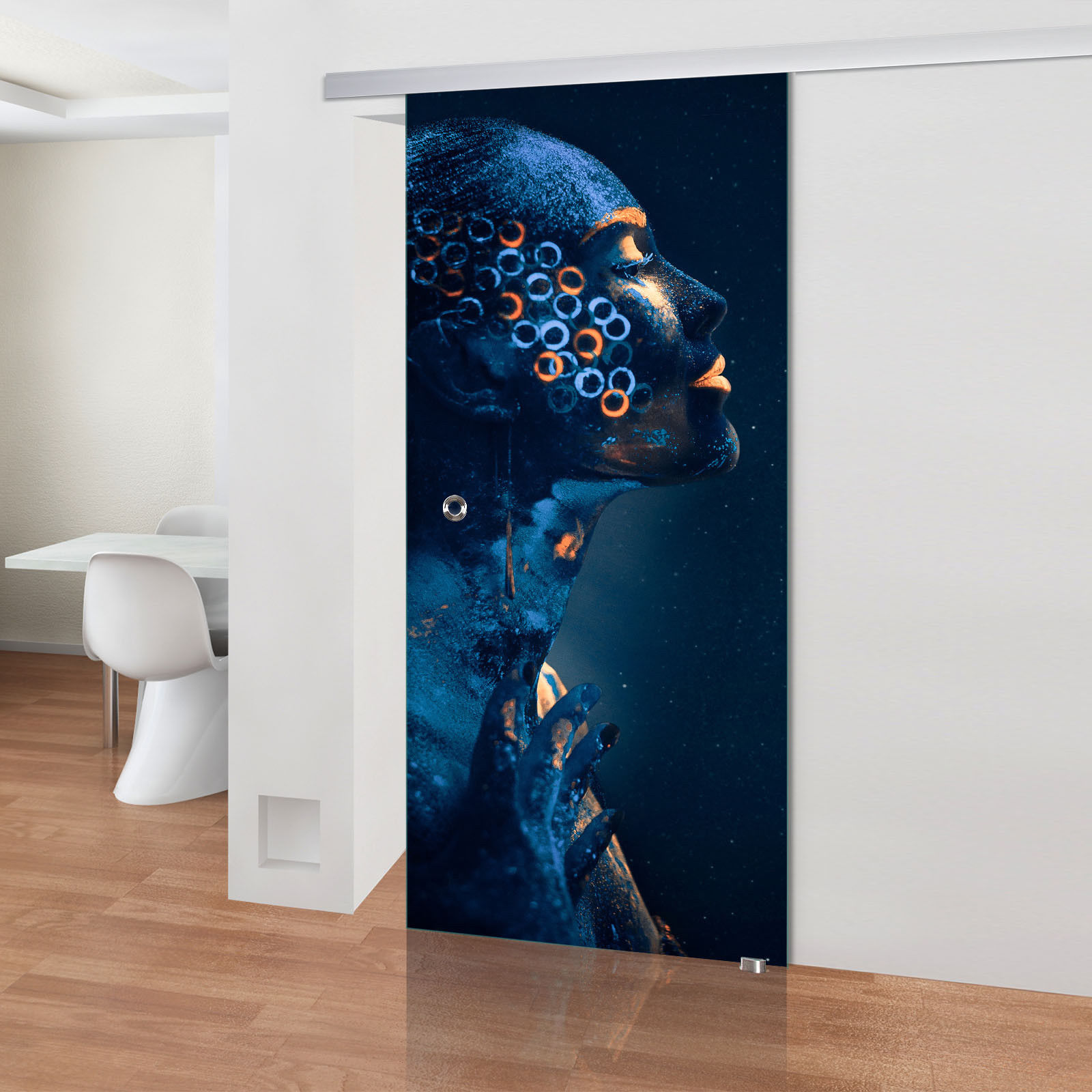 Glasdesign Blue Woman skleněné posuvné dveře 1025 x 2050 mm