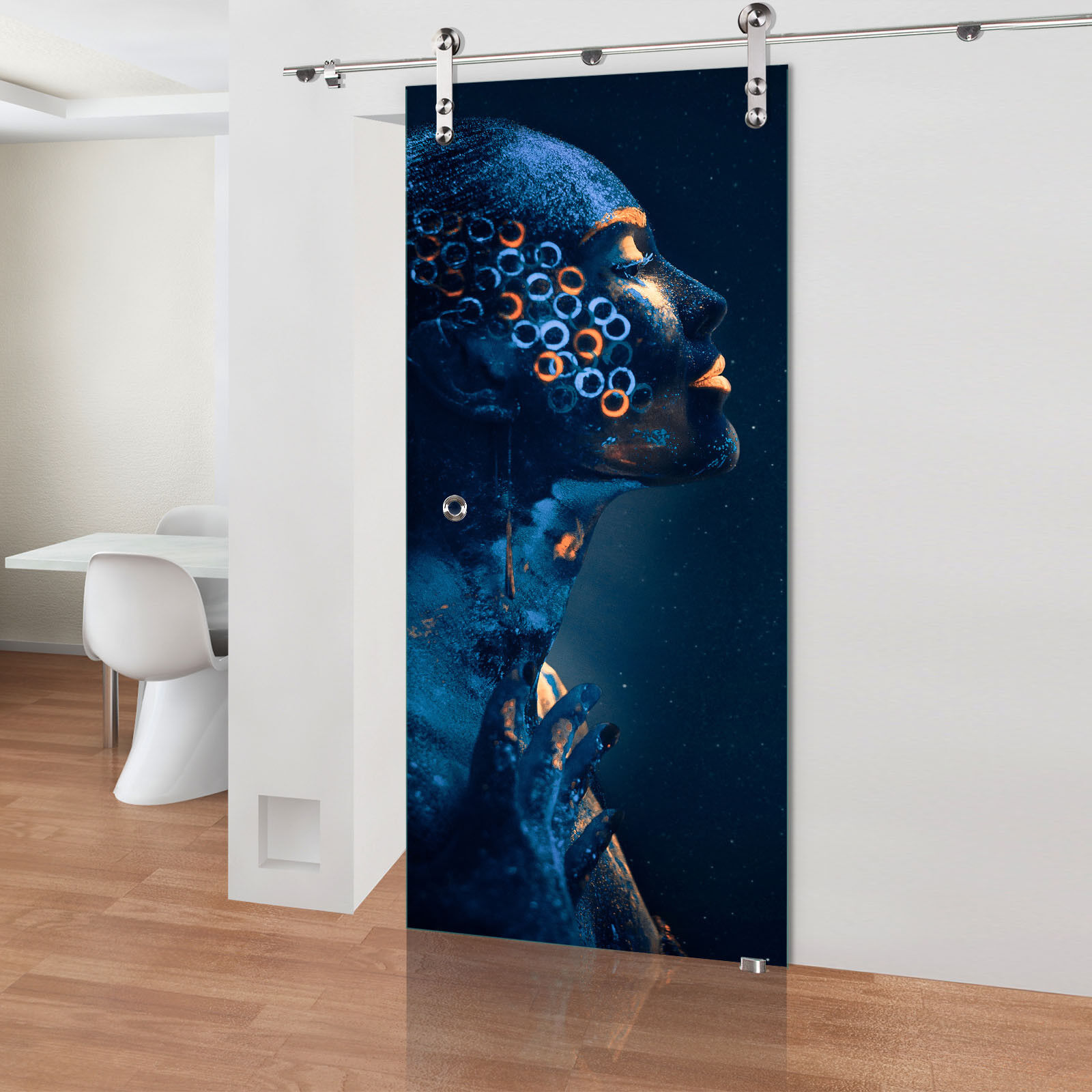 Glasdesign Blue Woman Deluxe skleněné posuvné dveře 900 x 2050 mm