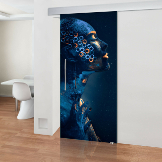 Glasdesign Blue Woman skleněné posuvné dveře 775 x 2050 mm